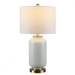 Amaia 26 in. White Table Lamp with White Shade by Safavieh -Safavieh Sales white safavieh table lamps tbl4285b c3 1000