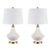 Marlowe 24.5 in. White Table Lamp with White Shade (Set of 2) by Safavieh