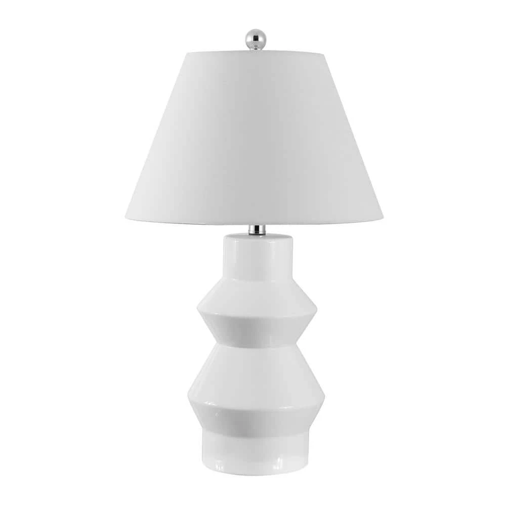 Larcia 25.5 in. White Table Lamp with White Shade by Safavieh 1 Larcia 25.5 in. White Table Lamp with White Shade by Safavieh