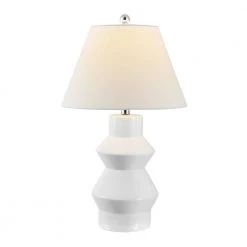 Larcia 25.5 in. White Table Lamp with White Shade by Safavieh 6 Larcia 25.5 in. White Table Lamp with White Shade by Safavieh -Safavieh Sales white safavieh table lamps tbl4359a c3 1000