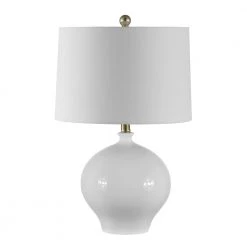 Kemli 23.5 in. White Table Lamp with White Shade by Safavieh