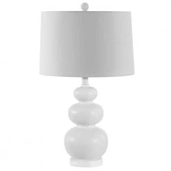 Demena 25. 5 in. White Table Lamp with White Shade by Safavieh