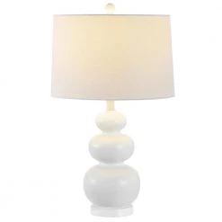 Demena 25. 5 in. White Table Lamp with White Shade by Safavieh -Safavieh Sales white safavieh table lamps tbl4437a c3 1000