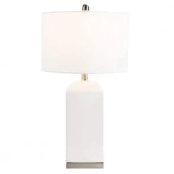 Ernia 27 in. White Table Lamp with Off White Shade (Set of 2) by Safavieh -Safavieh Sales white safavieh table lamps tbl7005a set2 1f 1000