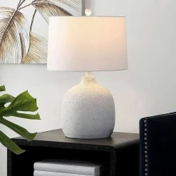 Veleri 24 in. White Speckle Table Lamp with White Shade by Safavieh 7 Veleri 24 in. White Speckle Table Lamp with White Shade by Safavieh -Safavieh Sales white speckle safavieh table lamps tbl4432a 31 1000