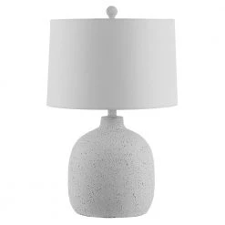 Veleri 24 in. White Speckle Table Lamp with White Shade by Safavieh
