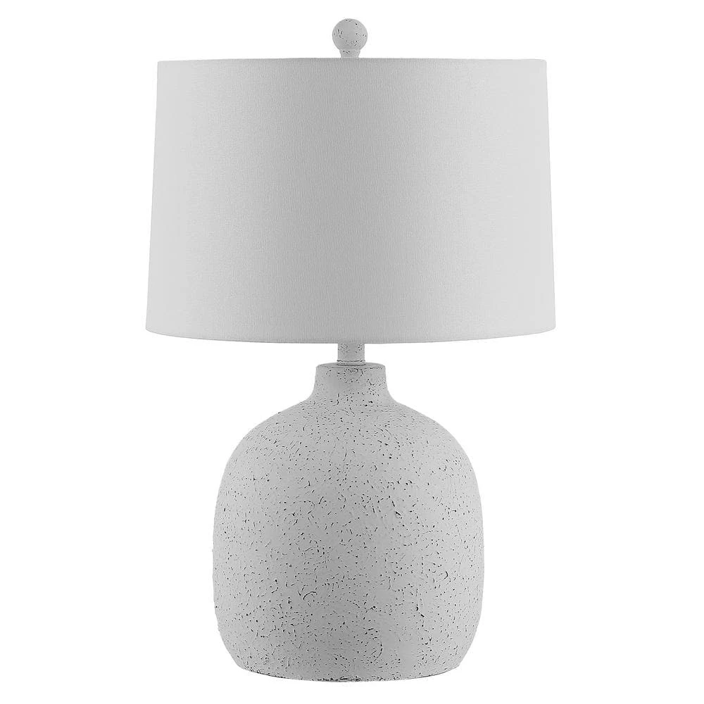Veleri 24 in. White Speckle Table Lamp with White Shade by Safavieh 1 Veleri 24 in. White Speckle Table Lamp with White Shade by Safavieh